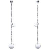 Jewelco London Women's Sterling Silver Medallion Disc Shoulder Duster Ball Drop Earrings