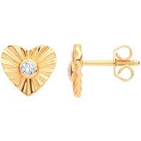 Jewelco London Women's Gilded 925 Silver CZ Love Heart Sunburst Solitaire Stud Earrings in Gold
