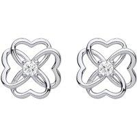 Jewelco London Women's 925 Silver CZ Love Heart Flower Knot 4 Leaf Clover Stud Earrings