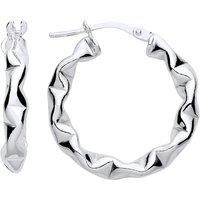 Jewelco London Women's 925 Sterling Silver Crinkle Crush Twist Hoop Earrings 20mm