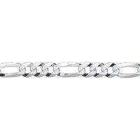 Jewelco London Women's Sterling Silver Diamond-cut 3+1 Figaro Chain Necklace 6mm - GVCH47 | Size: 20 inches