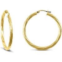 Jewelco London Women's Gold-plated Sterling Silver Twist Hoop Earrings 3mm 35mm in Gold