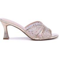 Paradox London Women's Marisol' Diamante Flare Heel Mule in Metallic Gold | Size: 3