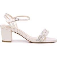 Paradox London Women's Adorn' Wide Fit Mid Block Heel Wedding Sandals in Ivory | Size: 6E