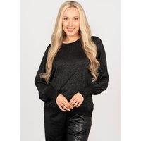 Sarta Women's Penny Balloon Sleeve Glitter Jumper - Silver | Size: Medium