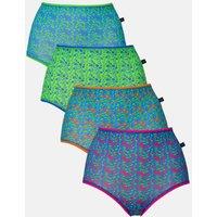 British Boxers Women's Pack of Four "Boom Bloom" Full Briefs | Size: XS
