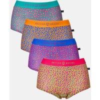 British Boxers Women's Pack of Four "Wild Cat" Hipster Boxer Briefs | Size: Small
