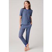 British Boxers Women's "Boom Bloom" Bamboo Pyjama Set in Blue | Size: Small