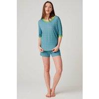 British Boxers Women's Blooming Fabulous Bamboo Lace Short Pyjama Set in Bright Blue | Size: 3XL