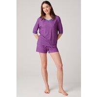 British Boxers Women's Wild Cat Bamboo Lace Short Pyjama Set in Bright Pink | Size: Medium