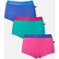 British Boxers Women's Pack of Three Amusements Cotton Hipster Boxer Briefs | Size: Large