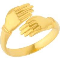Spero London Women's New Hug Ring With Hands Sterling Silver & Gold Plated