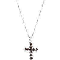 Spero London Women's Sterling Silver Burgundy Garnet Cross Pendant