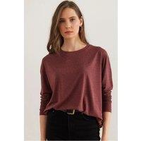 HOXTON GAL Women's Regular Fit Crew Neck Batwing Wool Sweater in Dusty Pink | Size: Small