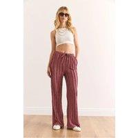 HOXTON GAL Women's High-Rise Textured Pants with Pockets in Rose | Size: Small