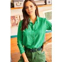HOXTON GAL Women's Jacquard Textured Woven Shirt with Button Front Detail in Green | Size: XL