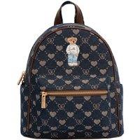 Signare London Women's Women's Small Backpack - B-Loved Blue Denim Monogram Teddy Bear