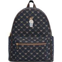 Signare London Women's Women's Large Backpack - B-Loved Blue Denim Monogram Teddy Bear