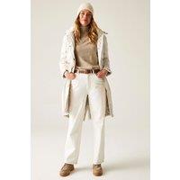 Regatta Women's Yannta Hooded Waterproof Longline Insulated Jacket in Beige | Size: 16