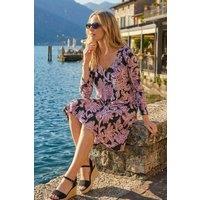 Roman Women's Petite V-Neck Swing Dress in Pink | Size: 14