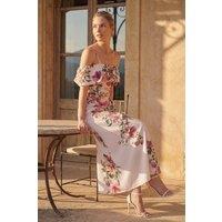 Roman Women's Floral Premium Stretch Midi Dress in Cream | Size: 16