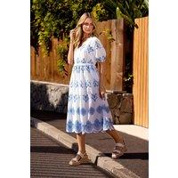 M&Co Women's Embroidered Cotton Midi Dress | Size: 12