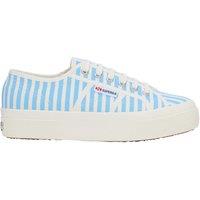 Superga Women's 2740 Print Stripes Trainers in Light Blue | Size: 7