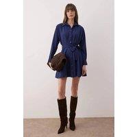 WOVCOR Women's Ribbed Knit High Neck Long Sleeve Bodycon Maxi Dress in Navy | Size: 14