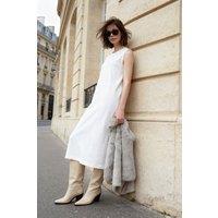 WOVCOR Women's Sleeveless Crew Neck Minimal Maxi Dress in White | Size: Medium