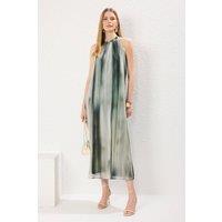 WOVCOR Women's Printed High Neck Sleeveless Midi Dress in Green | Size: 8