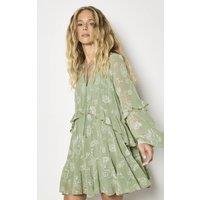 Apricot Women's Chiffon Floral Embroidered Mini Dress in Mint | Size: 8