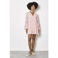 Apricot Women's Chiffon Floral Embroidered Mini Dress in Pink | Size: 12