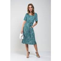 Jolie Moi Women's Belted Jersey Midi Dress in Green | Size: 24