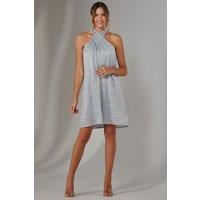 Jolie Moi Women's Halter Neck Tie Mini Dress in Light Blue | Size: 18