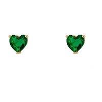 Latelita Women's Asscher Cut Heart Stud Earrings Gold Emerald in Green