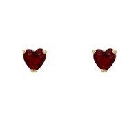 Latelita Women's Asscher Cut Heart Stud Earrings Gold Ruby in Red