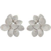 Latelita Women's Amaryllis Flower Large Stud Earrings Silver in White