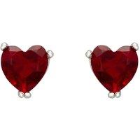 Latelita Women's Asscher Cut Heart Stud Earrings Silver Ruby in Red