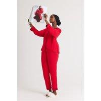Pretty You London Women's Bamboo Long Pyjama Set in Red | Size: 12