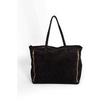 Sarta Women's Denver Italian Suede Large Tote Bag - Black
