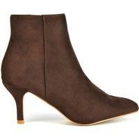 XY London Women's 'Anastsia' Low Mid Kitten High Heel Stiletto Zip-Up Ankle Boots in Brown | Size: 7