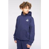 Kings Will Dream Boy's Kids Crosby 2.0 Overhead Hoodie - Premium Direct Chest Embroidery & Brush-Back Fleece in Navy | Size: 12-13 Years