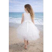 Lilly + Bo Girl's Juniper in Ivory White Party or Flower Girl Dress in Natural | Size: 2 Years