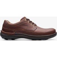 Clarks Men's Nature Three Mahogany Leather Derby Shoes, Lace Up in Brown | Size: 11-Wide Fit