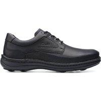 Clarks Men's Nature Three Black Leather Derby Shoes, Lace Up | Size: 9.5-Wide Fit