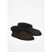Celtic & Co Men's British Shearling Bootee Slippers in Dark Brown | Size: 8