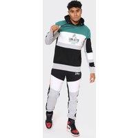 LONDON ATTITUDE Men's Colorblock Cut & Sew Hoodie with 'Dare to Be Different' Printed Graphic in Black | Size: Medium