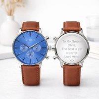 Wear We Met Men's Personalised Architect London Motivator Chronograph Watch in Blue | Size: 1 Pack