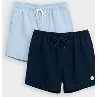 Threadbare Men's 2-Pack Stripe Seersucker Swim Shorts in Blue | Size: Large