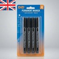 DECORE4U LTD 4 Pack Permanent Markers Bold Ink Office School Home Use in Black
